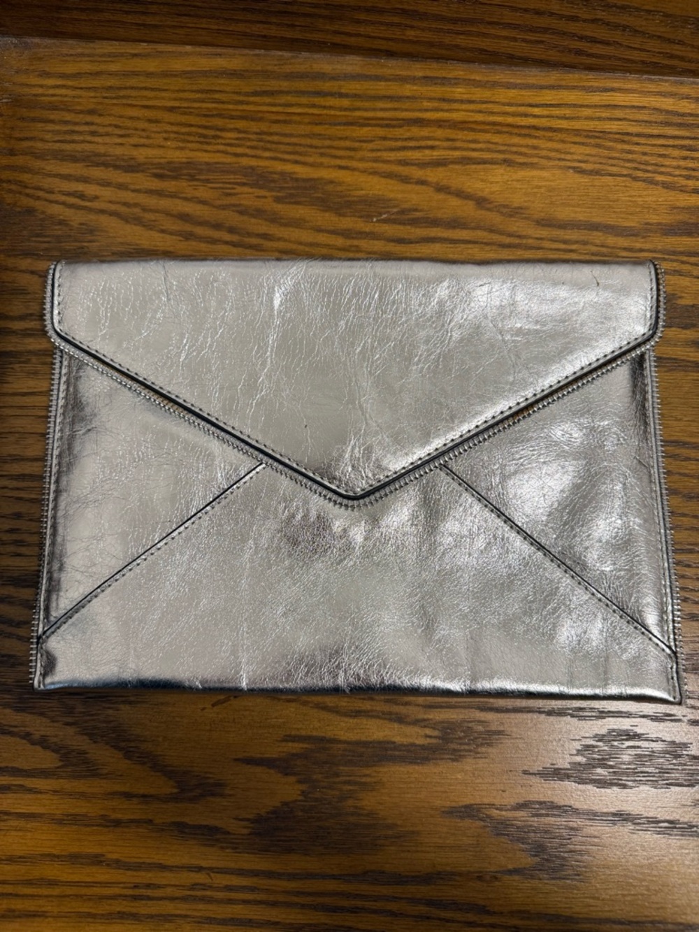 Rebecca Minkoff Metallic Silver Envelope Clutch